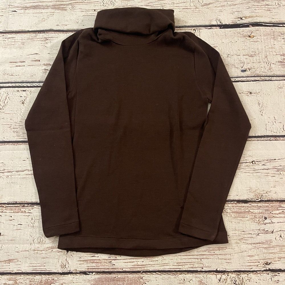 Vintage Roos Atkins Long Sleeve Turtle‎ Neck Brown Small Women's Made In Italy